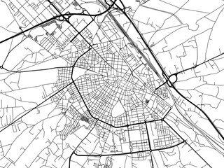 Vector road map of the city of  Albacete in the Spain on a white background.