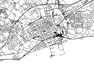 Vector road map of the city of  Vilanova i la Geltru in the Spain on a white background.