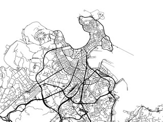Vector road map of the city of  A Coruna in the Spain on a white background.