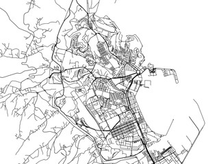 Fototapeta premium Vector road map of the city of Melilla in the Spain on a white background.