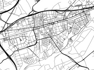 Vector road map of the city of  Torrejon de Ardoz in the Spain on a white background.