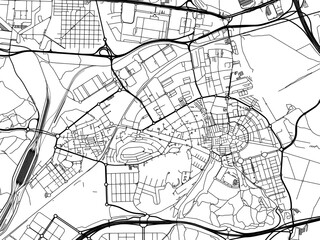 Vector road map of the city of  Coslada in the Spain on a white background.