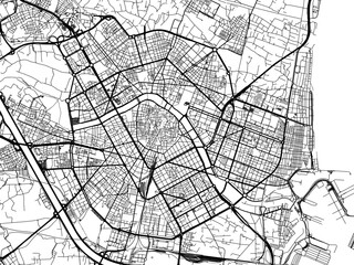 Vector road map of the city of  Valencia in the Spain on a white background.