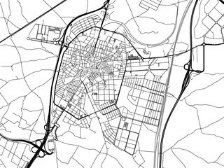 Vector road map of the city of  Parla in the Spain on a white background.