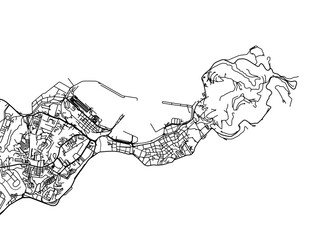 Fototapeta premium Vector road map of the city of Cueta in the Spain on a white background.