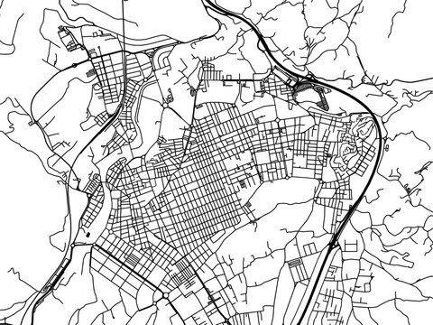 Vector road map of the city of  Elda in the Spain on a white background.