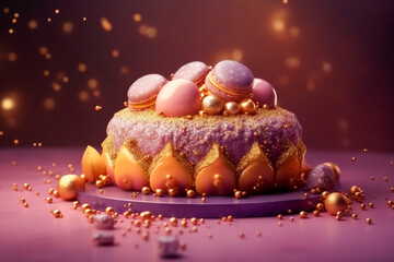 Tasty birthday cake. Super photo realistic background, generative ai illustration