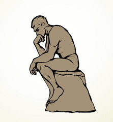 Obraz na płótnie Canvas Vector drawing. Sculpture of a male thinker