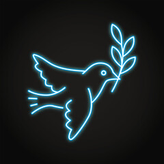 Dove of peace neon icon