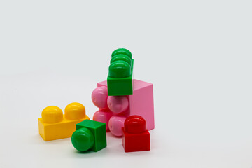 Children's blocks construction kit in different colors and sizes
