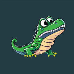 Realistic Cute Alligator Vector Logo Icon Sports Mascot flat vector illustration