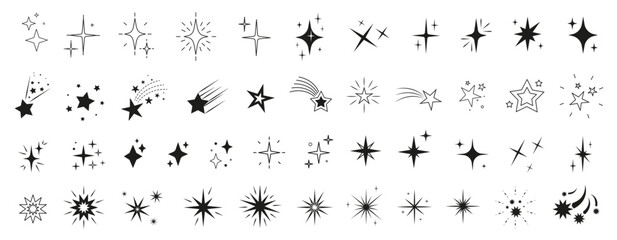 Stars line art icon. Sparkle star icons. Shine icons - 609999528