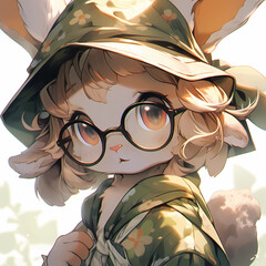 A Furry Character of a Little Bunny Wearing Glasses, Generative AI