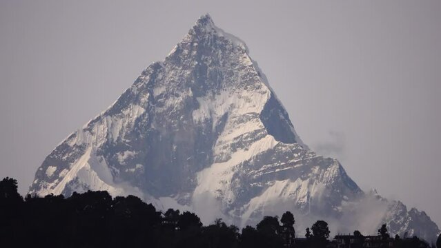 Machapuchare fishtail mountain at sunset 

Sunset long shot from Nepal, 2023
