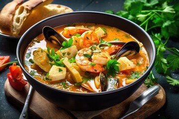 stock photo of Bouillabaisse is a classic French fish Food Photography AI Generated