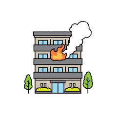 火事の被害をうけるマンション © e-suke