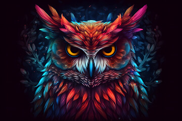 Colorful Owl Illustration - Imaginative Creativity - Generative AI