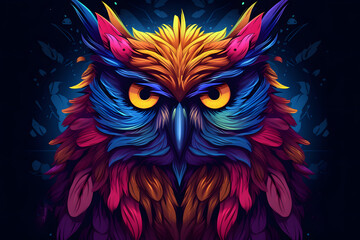 Obraz premium Colorful Owl Illustration - Imaginative Creativity - Generative AI