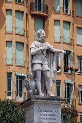 Obraz premium The Monument to Charles-Felix of Sardinia (Carlo Felice), located in Nice in the square Guynemer and overlooking the port Lympia
