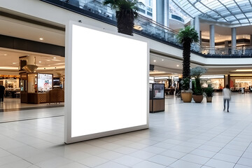 Blank Billboard Advertising in Shopping Mall - Generative AI