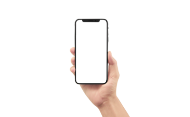 Hand holding new smartphone . Smartphone  png