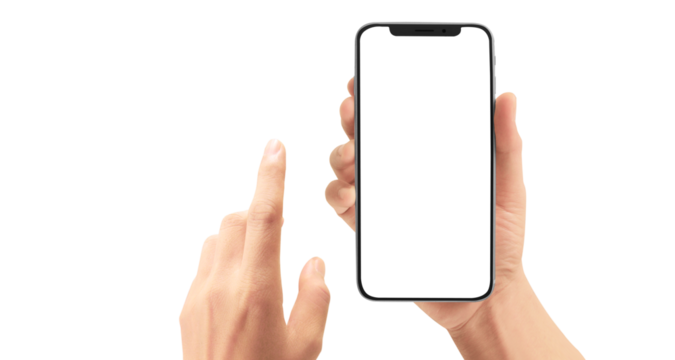 Hand holding new smartphone . Smartphone  png