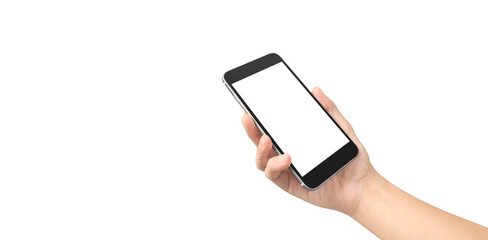 Hand holding new smartphone . Smartphone  png