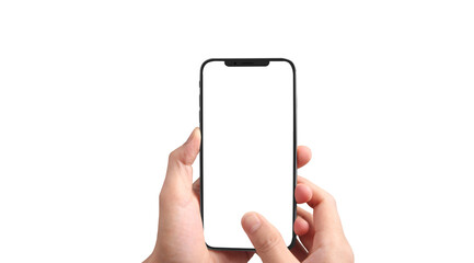 Hand holding new smartphone . Smartphone  png