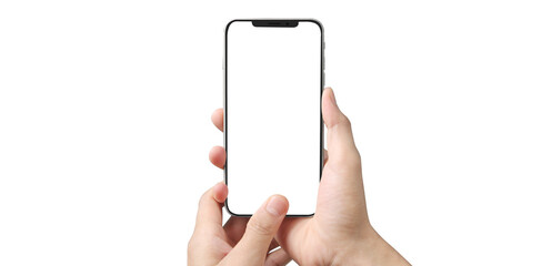 Hand holding new smartphone . Smartphone  png