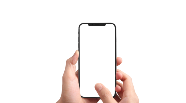 Hand holding new smartphone . Smartphone  png