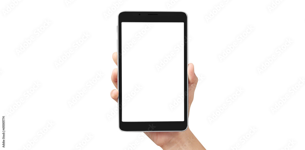 Wall mural hands holding tablet. tablet png