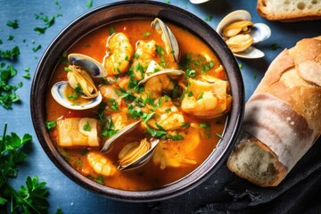 stock photo of Bouillabaisse is a classic French fish Food Photography AI Generated
