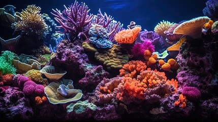 Fototapeta na wymiar a colorful coral reef with many different types of corals. generative ai