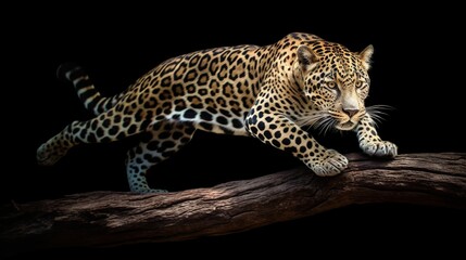 Fototapeta na wymiar a leopard is sitting on a tree branch with its eyes closed. generative ai