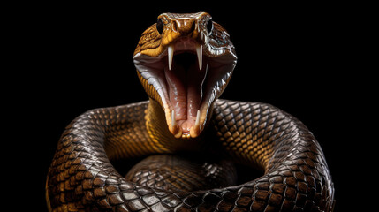  a large snake with its mouth open and its tongue out.  generative ai - obrazy, fototapety, plakaty