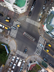 Street intersection in Buenos Aires, Argentina. Drone photography.