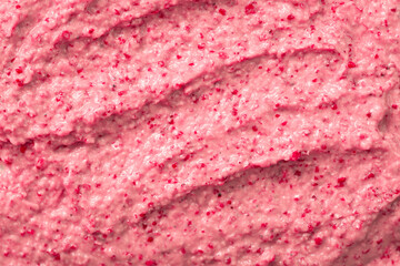 Berry yoghurt ice cream. Smoothies from fresh fruits and berries. Ice cream texture. Delicious sweet dessert close-up as a background.