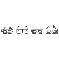 3d cinema vector icon set. virtual reality illustration sign collection. movie symbol or logo.