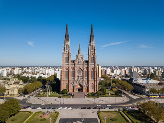 Basilica of Lujan, city of La Plata, Buenos Aires. Drone photography.