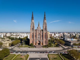 Foto auf Leinwand Basilica of Lujan, city of La Plata, Buenos Aires. Drone photography. © complemento