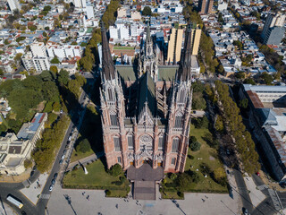 Basilica of Lujan, city of La Plata, Buenos Aires. Drone photography.