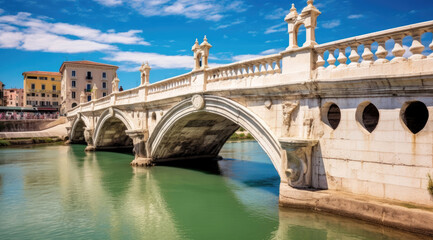 Fototapeta na wymiar Bridge of Tiberius (Ponte di Tiberio) in Rimini, Italy