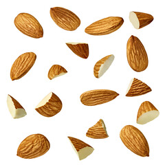 almond nut food healthy organic natural ingredient snack isolated seed brown fruit closeup...