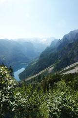 The view from a cable car to Gosau lake, Austria