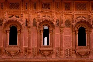 Fototapeta na wymiar Jharokha window, stone window, Mehrangarh fort, Jodhpur, Rajasthan, India
