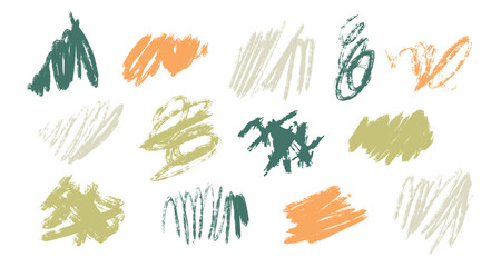 Set of hand drawn organic textured shapes - 610005954