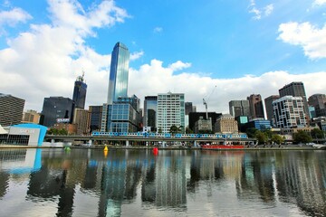 Fototapeta premium Central Business District skyline with Yarra river, Melbourne, Victoria, Australia