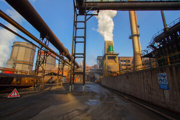 Panoramic view of Kardemir Karabuk Iron and Steel Factory. The coal tower on coke and metallurgical plant. Karabuk, Turkey