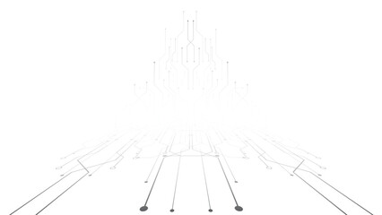 Gray and white technology background image Line design for communication connections in digital systems Hi-tech technology pattern