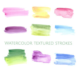 Watercolor stains with a brush. Watercolor, multi-colored strokes